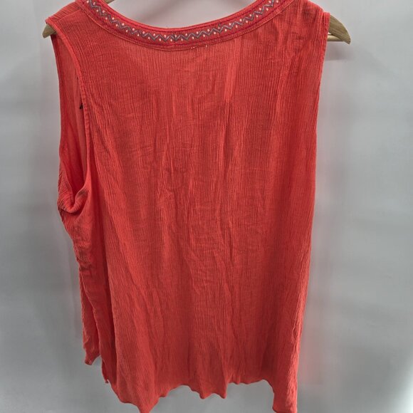 Kelly Renee Orange Sleeveless Embroidered Boho Blouse Size 2x 20-22w - Picture 2 of 10
